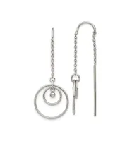 Chisel Stainless Steel Polished Circle Dangle Threader Earrings