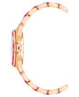 Anne Klein Women's Quartz Rose Gold-Tone Alloy and Hot Pink Acetate Watch, 37.5mm