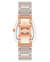 Anne Klein Women's Quartz Taupe Ceramic Link Bracelet Watch, 36mm