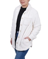 Ny Collection Women's Long Sleeve Button Front Sherpa Jacket