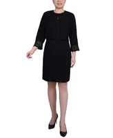 Ny Collection Women's Novelty Knit and Lace Dress, 2 Piece Set