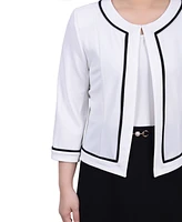 Ny Collection Women's 3/4 Sleeve Dress, 2 Piece Set