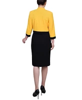 Ny Collection Women's 3/4 Sleeve Colorblocked Dress, 2 Piece Set