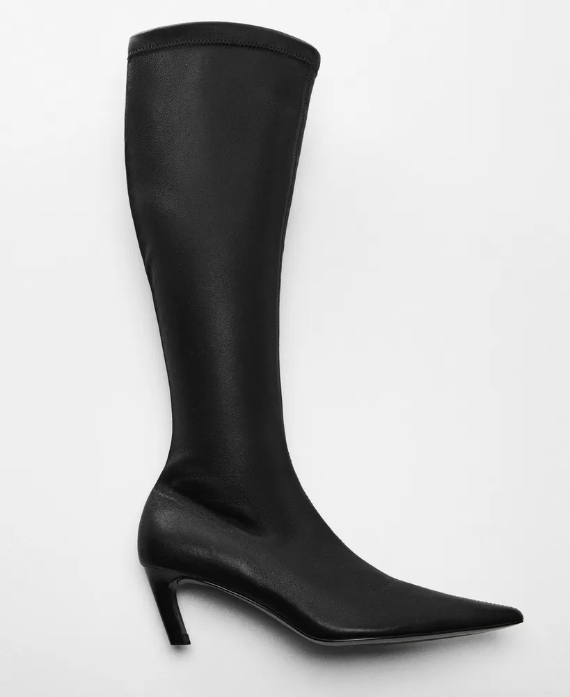 Mango Women's Kitten Heels Leather Boots