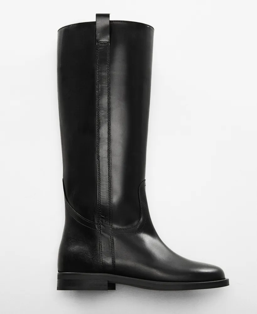 Mango Women's Leather High-Leg Boots