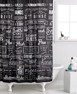 Avanti Chalk It Up Vintage Inspired Printed Shower Curtain, 72" x 72"