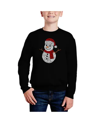 Christmas Snowman - Big Boy's Word Art Crewneck Sweatshirt