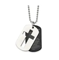 Chisel Black Ip-plated 2 Piece Lord's Prayer Dog Tag Ball Chain