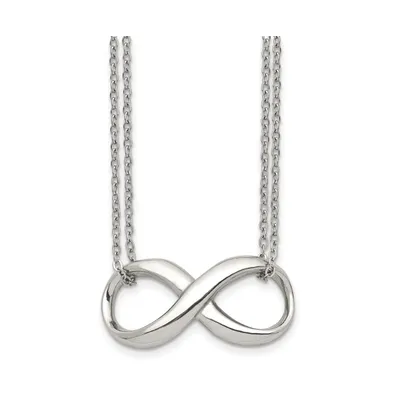Chisel Polished Infinity Symbol on a 2-Strand Cable Chain Necklace