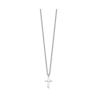 Chisel Polished 16mm Cross Pendant on a 18 inch Cable Chain Necklace