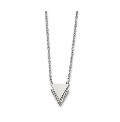 Chisel Cz Double Triangles Pendant 16.5 inch Cable Chain Necklace