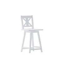 Luther Wooden Modern Farmhouse Swivel Dining Stool With Decorative Carved Back