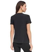 Dkny Women's Studded-Logo Crewneck Short-Sleeve Top