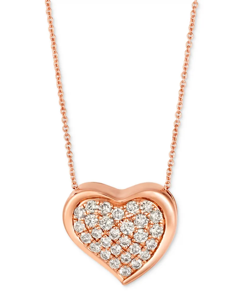 Le Vian Godiva x Le Vian Nude Diamond Heart Adjustable 20" Pendant Necklace (3/4 ct. t.w.) in 14k Rose Gold