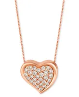 Le Vian Godiva x Le Vian Nude Diamond Heart Adjustable 20" Pendant Necklace (3/4 ct. t.w.) in 14k Rose Gold