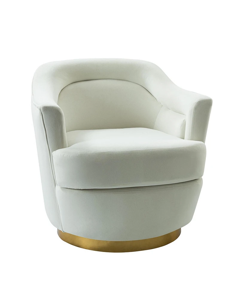 Hulala Home Kanstantin Modern Swivel Barrel Chair with Metal Base