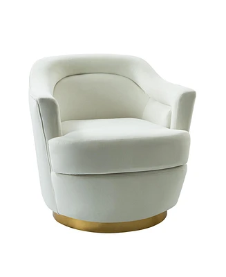 Hulala Home Kanstantin Modern Swivel Barrel Chair with Metal Base