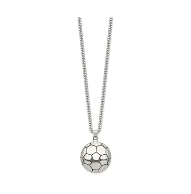 Chisel Antiqued Soccer Ball Pendant Curb Chain Necklace