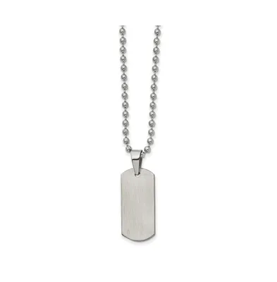 Chisel Stainless Steel Brushed Dog Tag on a Ball Chain Necklace