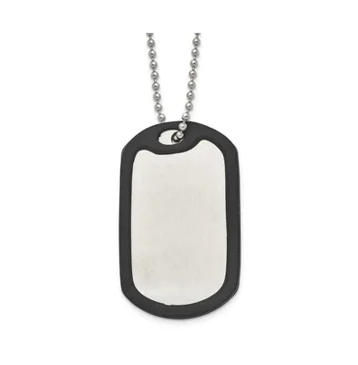 Chisel Brushed Dog Tag Removable Black Rubber Ball Chain Necklace
