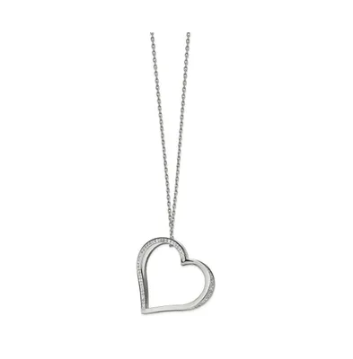 Chisel Preciosa Crystal Heart Slide Cable Chain Necklace