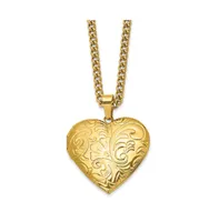 Chisel Polished Yellow Ip-plated Heart Locket on a Curb Chain Necklace