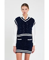 Women's Chenille Contrast Vest