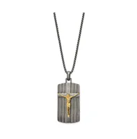 Chisel Brushed Yellow Ip-plated Crucifix Dog Tag Box Chain Necklace