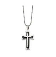 Chisel Black Acrylic Cross Pendant Ball Chain Necklace