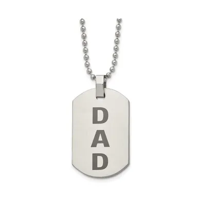 Chisel Polished and Lasered Dad Dog Tag on a Ball Chain Necklace