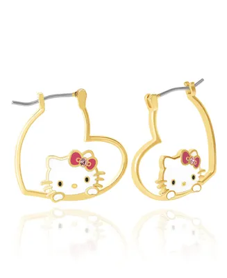 Hello Kitty Sanrio Heart Hoop Earrings