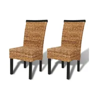 Dining Chairs 2 pcs Abaca and Solid Mango Wood