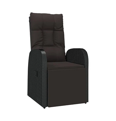 Reclining Patio Chair with Cushion Poly Rattan Black
