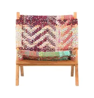 Folding Chindi Chair Multicolor Fabric