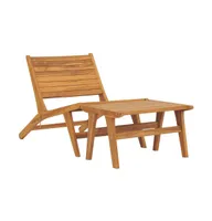 Patio Chair with Footrest Solid Teak Wood