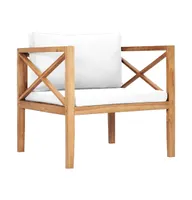 Patio Chair with Cream Cushions Solid Teak Wood