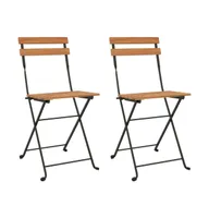 Folding Bistro Chairs pcs Solid Wood Teak and Steel