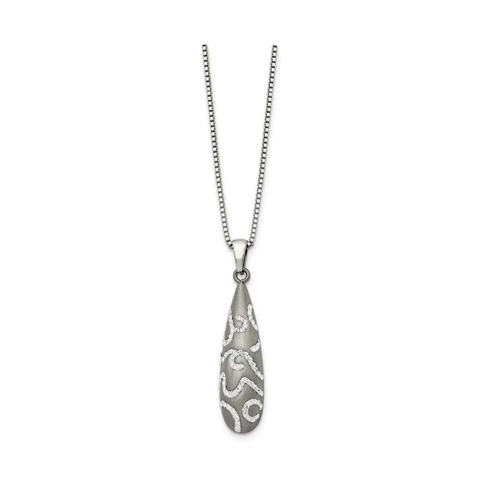 Chisel Polished with Crystal Teardrop Pendant on a Box Chain Necklace