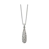 Chisel Polished with Crystal Teardrop Pendant on a Box Chain Necklace