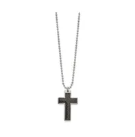 Chisel Carbon Fiber Inlay Cross Pendant Ball Chain Necklace