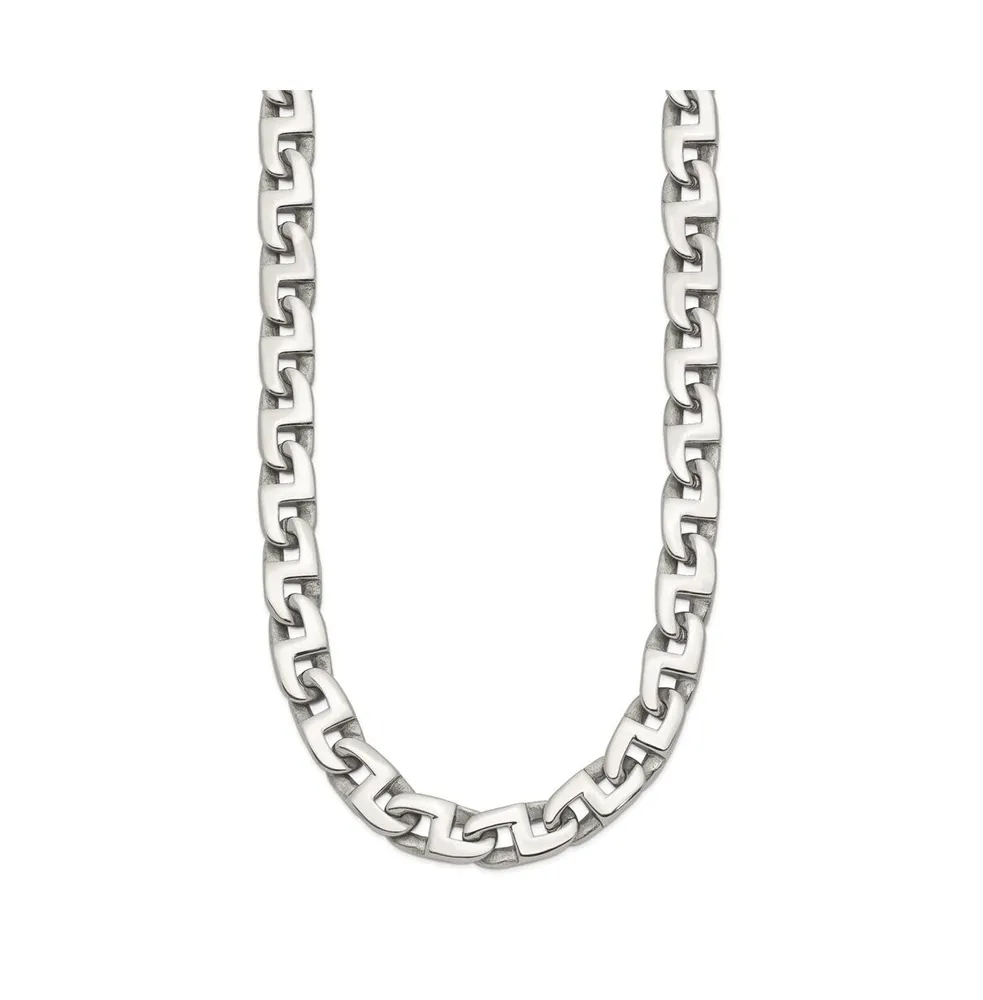 Chisel Stainless Steel Polished 24 inch Fancy Square Link Necklace