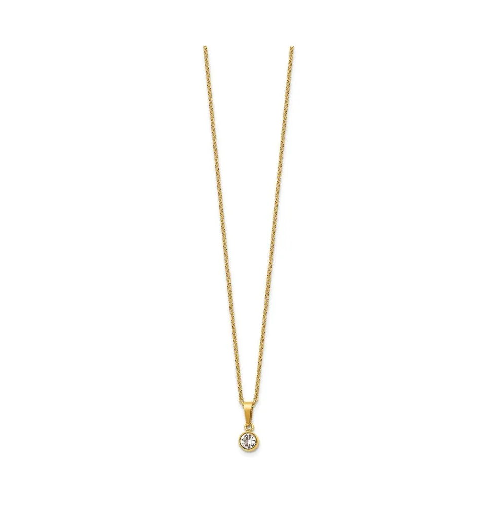 Chisel Yellow Ip-plated Crystal Pendant Cable Chain Necklace