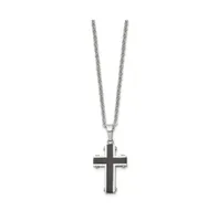 Chisel Polished Black Ip-plated Cross Pendant Cable Chain Necklace