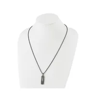 Chisel Antiqued White Bronze-plated Cz Pendant on a Box Chain Necklace