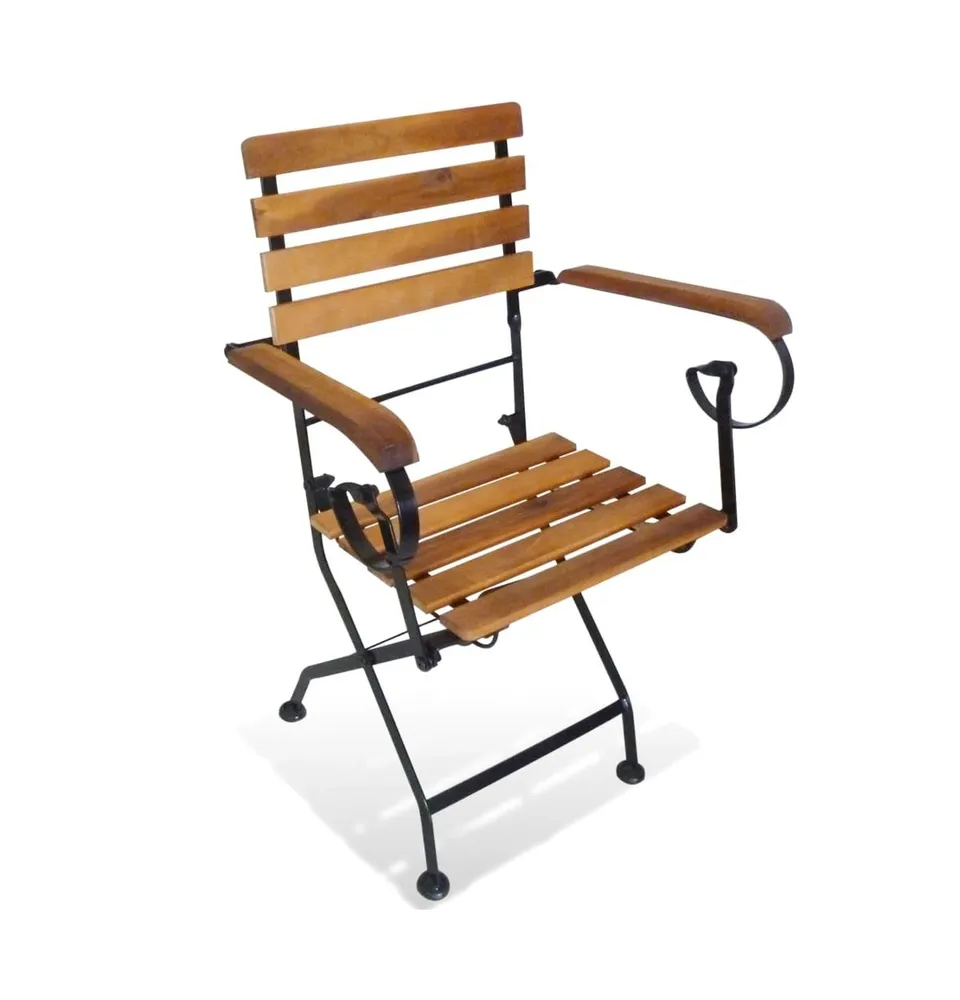 Folding Patio Chairs pcs Steel and Solid Wood Acacia