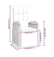 Reclining Patio Chair with Cushion Poly Rattan Black