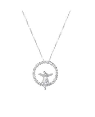 Disney Tinkerbell Silver Flash Plated Cubic Zirconia Pendant Necklace, 18 + 2"