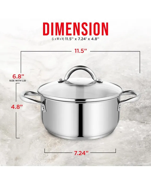 Bakken-Swiss Deluxe 14-quart Stainless Steel Stockpot w/ Tempered Glass See-Through Lid - Simmering Delicious Soups Stews & Induction Cooking 