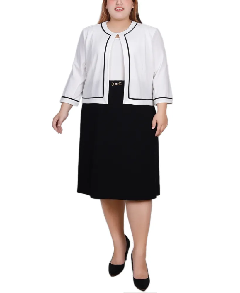 Ny Collection Plus 3/4 Sleeve Dress, 2 Piece Set