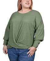 Ny Collection Plus Long Sleeve Textured Knit Top